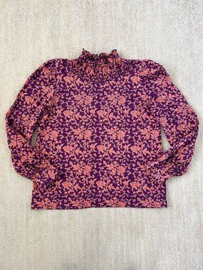 WVN Delphina Floral Long Sleeve Boho Cotton Blouse Top M